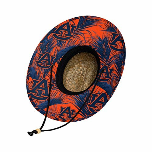 Auburn University straw hat with logo and palm design