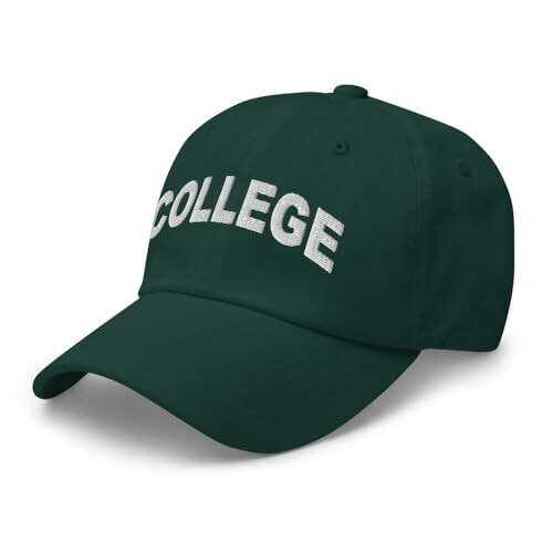 Dark green baseball cap with 'COLLEGE' text