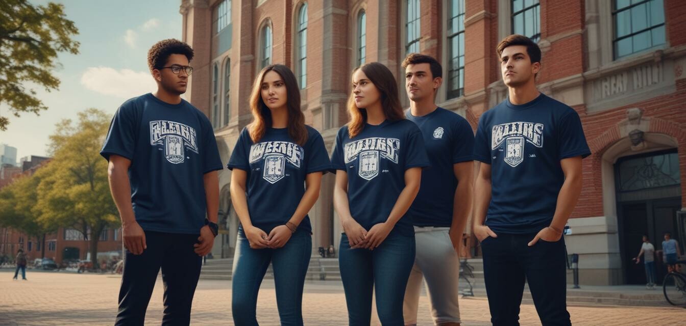 College alumni wearing college t-shirts