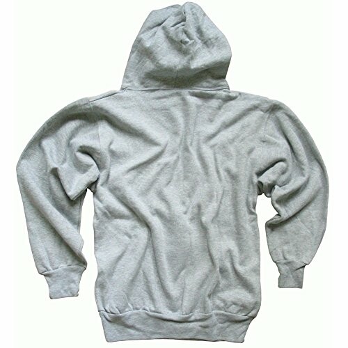 Back view of a gray hoodie.