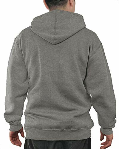 Back view of a person wearing a gray hoodie