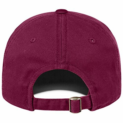 Back view of a maroon baseball cap with adjustable strap.