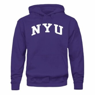 Purple NYU hoodie with logo