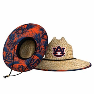 Two straw hats with Auburn logo and orange-blue design.