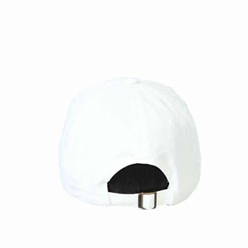 Back view of a white baseball cap with adjustable strap